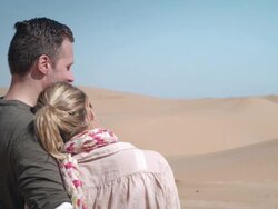 Couple in desert Stock Footage
