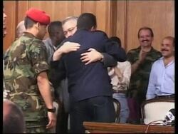 Chavez at palace, thanks supporters, looted shops News Clip