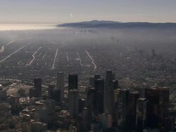 Aerial CU TS mirrored buildings / Downtown, Los Angeles,  California, United States. Stock Footage