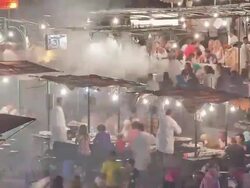 TL HA PAN Jemaa el Fna snail stalls night 2 Stock Footage