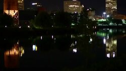 The Milwaukee Skyline At Night Stock Footage