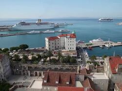 Split, View of the city with the harbor Stock Footage