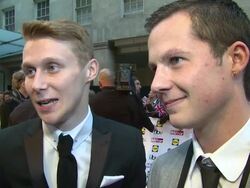 INTERVIEW - Jamie Borthwick and Harry Reid on the awards, Eastenders and inspiration at the Pride of Britain awards 2014 on 6th October 2014 in London, England. Stock Footage