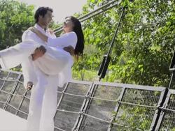 MS Man carrying his girlfriend in Japanese Park / Delhi, India   Stock Footage