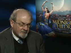 INTERVIEW: Salman Rushdie on the relief of completing the book and the film at Midnight Children Interview on October 15, 2012 in London (Footage by WireImage Video/Getty Images) Stock Footage