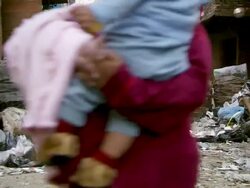 WS Shot of people at garbage habitation area / Cairo, Egypt Stock Footage