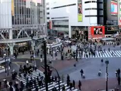 The busiest pedestrian crossing in the World. Shibuya district Tokyo, Japan, Time Lapse Stock Footage