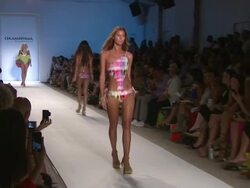 Models walk the runway during the Cia Maritima swimwear 2012 show Stock Footage