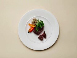 CU Piece of steak being picked up with forks / Seoul, South Korea Stock Footage