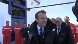 CLEAN : Macron attends at-sea rescue demo by French navy News Clip