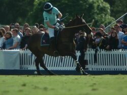 MS SLO MO TS Polo ball missed by player / Manchester, United Kingdom   Stock Footage