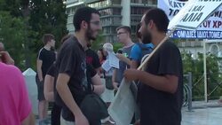 CLEAN : Protesers hold peaceful demo in Athens before bailout bill vote News Clip