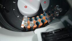 close-up of blood automed analysis device for diacnostic Stock Footage