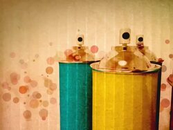 multicolor cans of spray paint Stock Footage