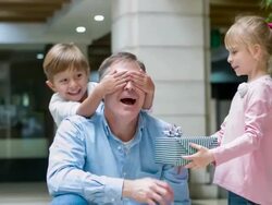 Kids celebrating Father's Day Stock Footage