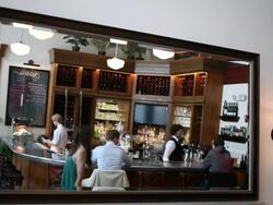 MS Young woman walking into bar of nice restaurant and sitting next to  young man / St Paul, Minnesota, United States  Stock Footage