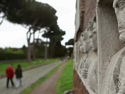 The Appian way in Rome, or Via Appia Antica Stock Footage