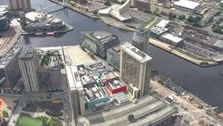 Aerial views of MediaCityUK News Clip