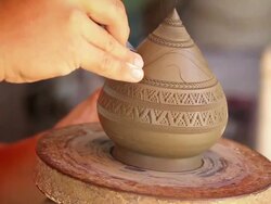 Carved pottery Stock Footage