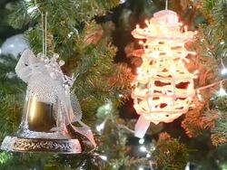 Shining decoration on christmas tree Stock Footage