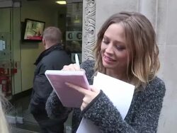 Cheryl Cole, Nadine Coyle, Kimberley Walsh, Sarah Harding, Nicola Roberts at BBC Radio One  Stock Footage