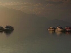 Chaowu Wharf, Sun Moon Lake, Taiwan Stock Footage