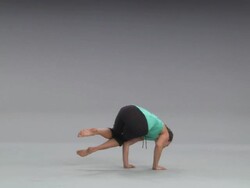 WS Women doing yoga on white stage / Portland, Oregon, USA Stock Footage