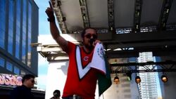 Saul Torres and his Band in the MexFest 2015 in Dundas Square-Toronto Stock Footage