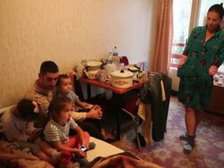 War Devastation in Eastern Ukraine - Semyonovka - exploded ordinance - war refugees Stock Footage