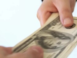 taking money Stock Footage