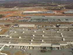 WS AERIAL Shot of BMW Assembly Plant near Greenville / South Carolina, United States Stock Footage