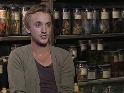 INTERVIEW: Tom Felton on J.K Rowling at A Tour Of The Set Of Harry Potter at Leavesden Studios on March 30, 2012 in Watford, England. Stock Footage