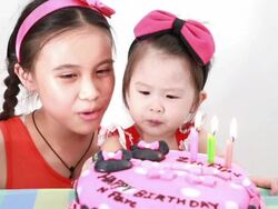 Little Girl Eating Yummy cake. Stock Footage