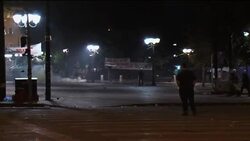 WRAP Protesters set fires in central Athens, night shots News Clip