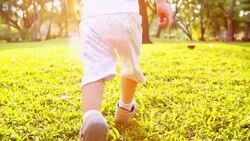 HD:Baby boy running at the park during sunset. Stock Footage