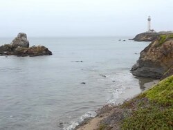 WS View of Pigeon Point Light Station on Pacific Coast Highway near Half Moon Bay / Pacific Coast Highway, California, United States Stock Footage
