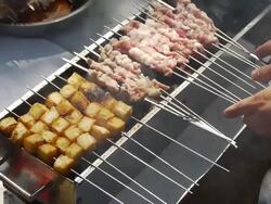 Autumn camping and outdoor barbecue. Stock Footage