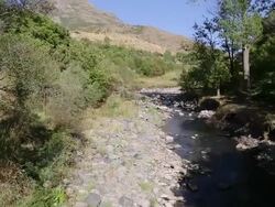 Yeregis ancient Jewish cemetery, river near the cemetery Stock Footage