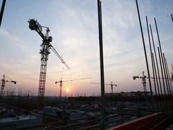 Construction Site  with sunset Stock Footage