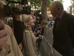 Morgan Freeman at  The Dark Knight Rises: European Premiere at Leicester Square on July 18, 2012 in London, England (Footage by WireImage Video/Getty Images) Stock Footage