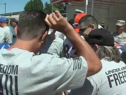 Denver Broncos with Soldiers Stock Footage