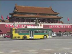 WS, China, Beijing, pedestrians and traffic in front of  Tiananmen Gate Stock Footage