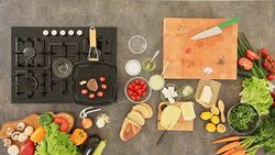 Steak being grilled in skillet Stock Footage