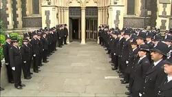 Police officers outside Southwark Cathedral News Clip