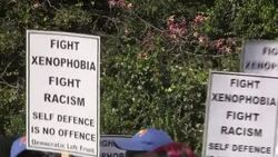 CLEAN : Anti xenophobia marchers gather in Johannesburg after attacks News Clip