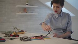 4K: Female Engineer Coloring Book Stock Footage