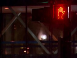 MS Shot of traffic light pedestrian crossing at fallen snow / Minneapolis, Minnesota, United States Stock Footage
