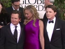 Michael J. Fox, Tracy Pollan, Sam Fox at 70th Annual Golden Globe Awards - Arrivals 1/13/2013 in Beverly Hills, CA.(Footage by WireImage Video/Getty Images Entertainment Video) Stock Footage