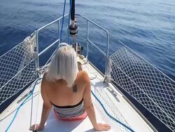 HD: Young Woman Enjoying The Sailing Stock Footage