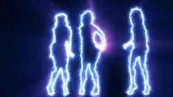 Three sexy girls dancing in blue outline Stock Footage